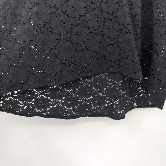Comfy USA Black Lace Raglan Tunic Top Relaxed Hi-Low Lightweight Boxy Artsy M - Picture 5 of 7